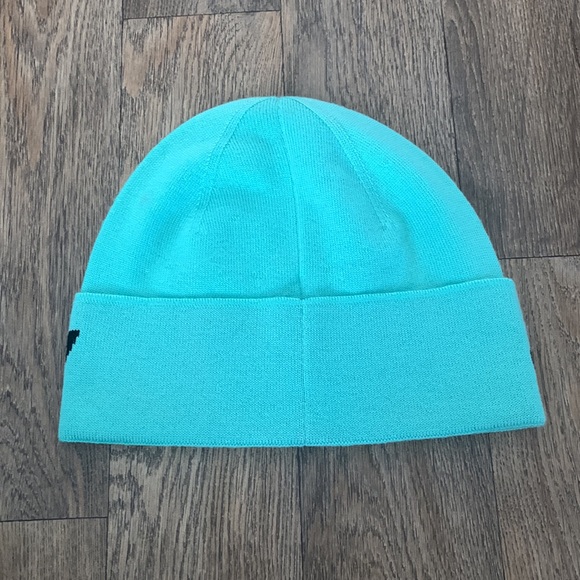 Givenchy Adult Unisex Split Logo Wool Beanie in Turquoise w black font, preloved - Picture 9 of 17